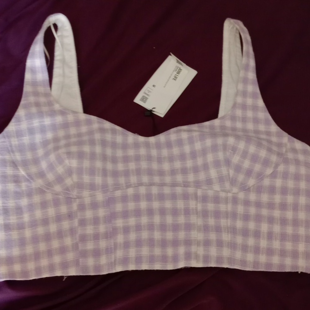 Zara purple plaid crop top